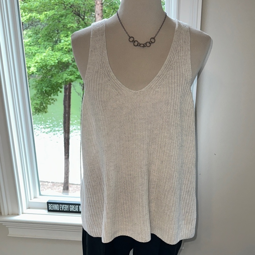 Eileen Fisher Ribbed V-neck Sweater Tank, S/P, EUC
